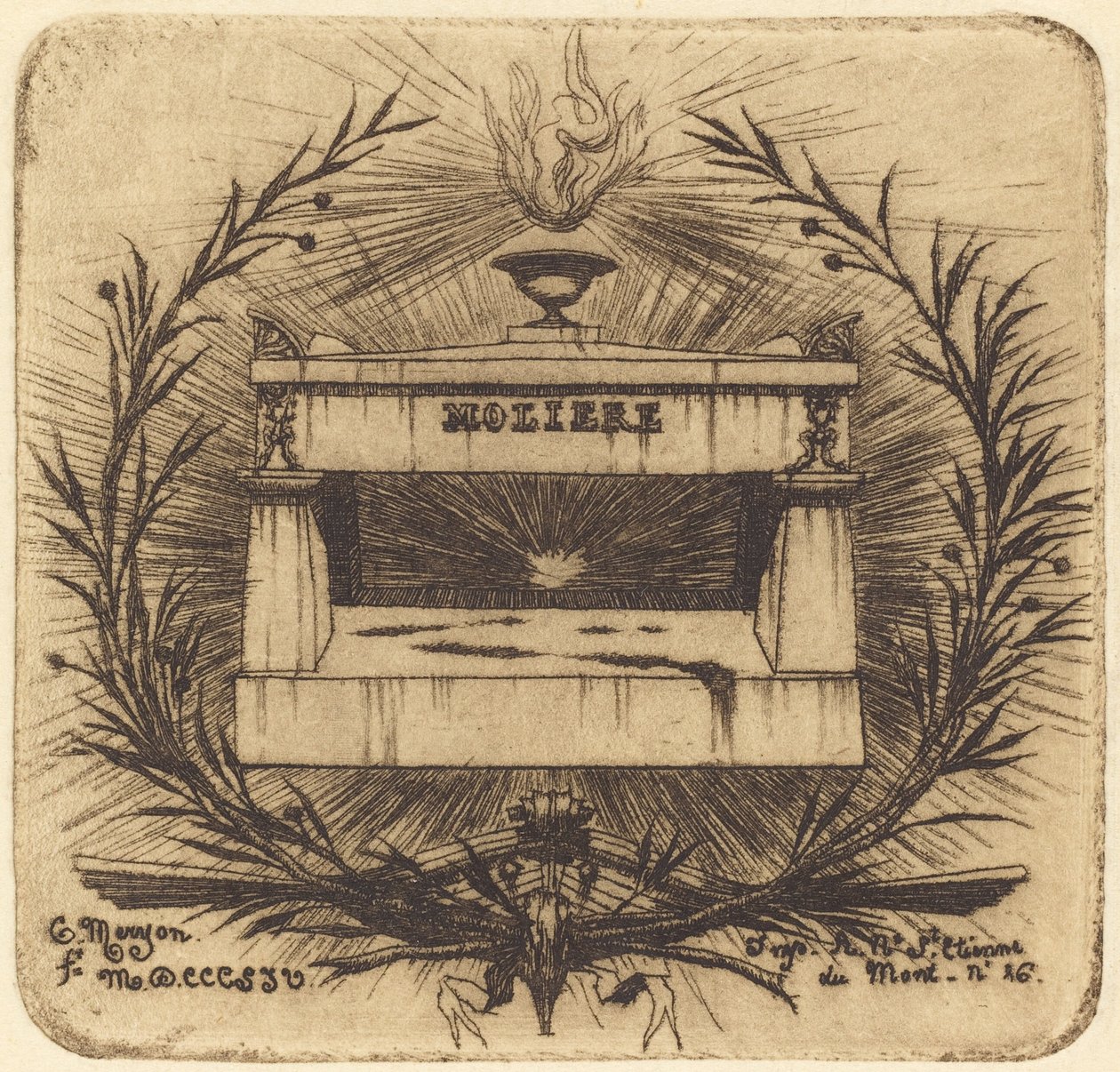Moliere sírja a párizsi Père-Lachaise temetőben alkotó: Charles Meryon