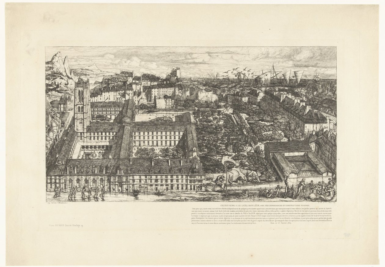 Henri IV Lyceum Párizsban Collège Henri IV vagy Lycée Napoléon (cím a tárgyon) alkotó: Charles Meryon