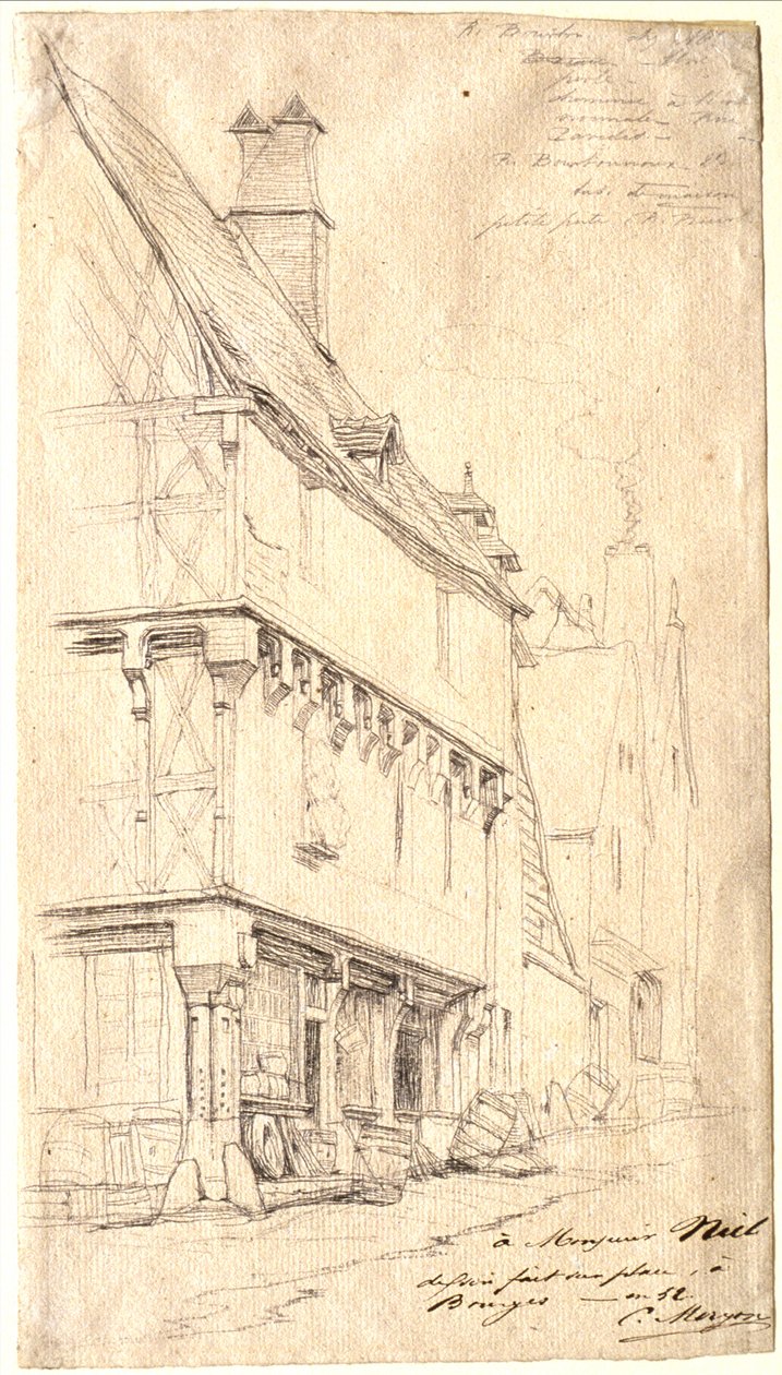 Régi ház Bourges-ban: „La Maison du Musicien” alkotó: Charles Meryon