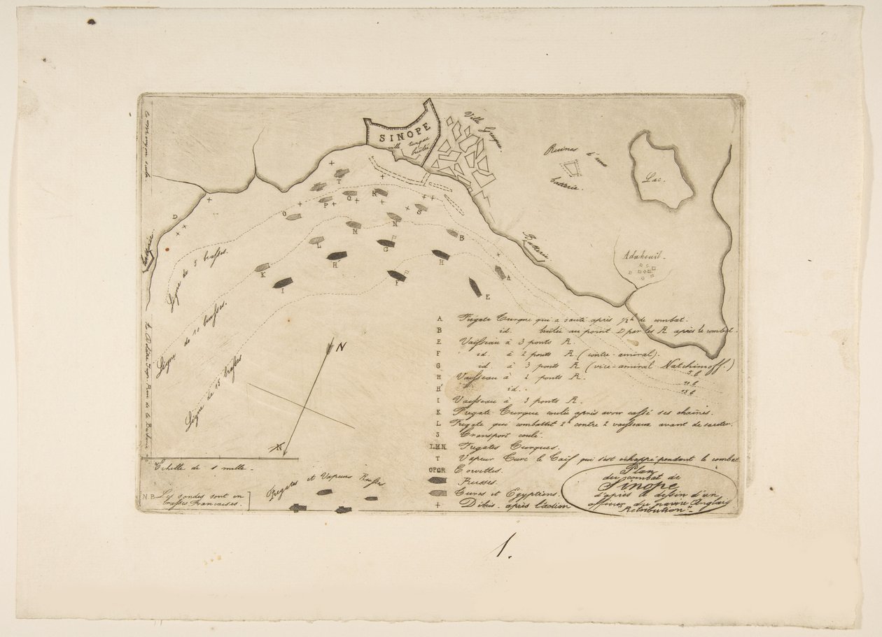 A sinopei csata terve, 1853. alkotó: Charles Meryon