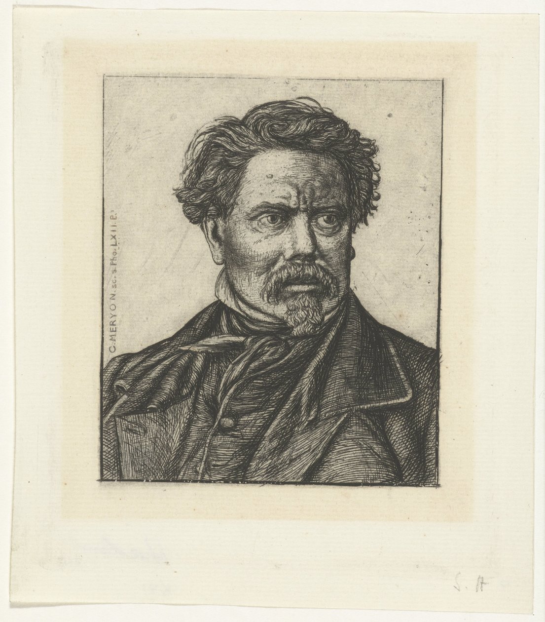 Benjamin Fillon történész portréja alkotó: Charles Meryon