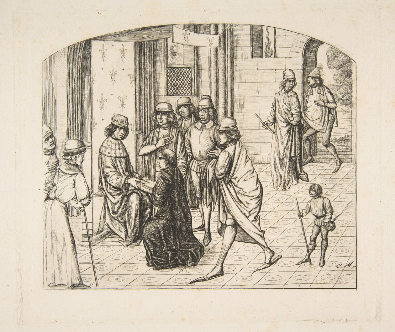 Valerius Maximus bemutatása XI. Lajos királynak alkotó: Charles Meryon