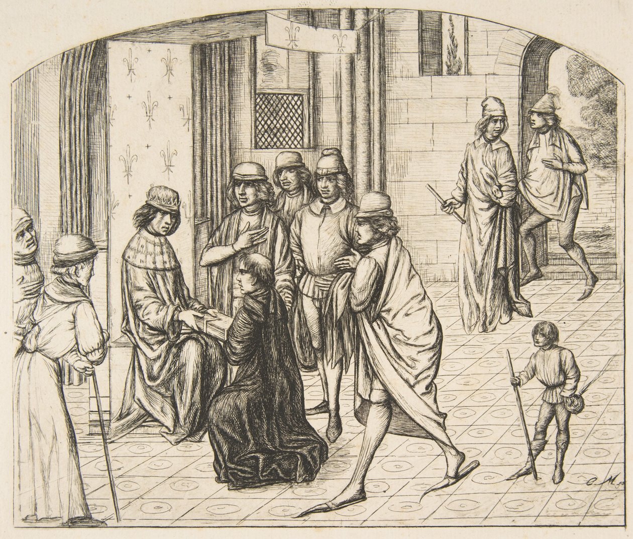 Valerius Maximus bemutatása XI. Lajos királynak, 1862. alkotó: Charles Meryon