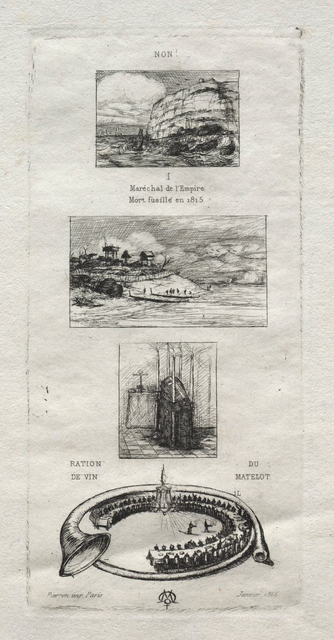Rebus: Nem, Morny nem halt meg, mert újra megnősül, 1866. alkotó: Charles Meryon