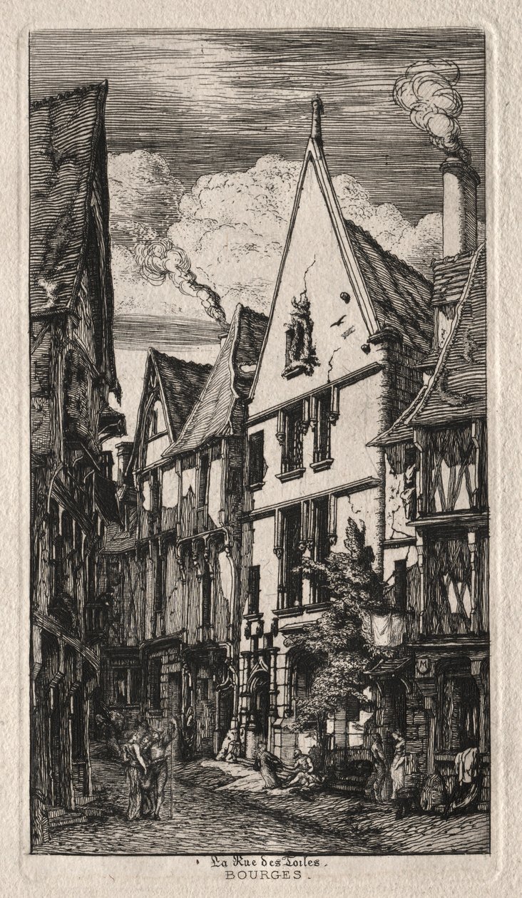 Rue des Toiles, Bourges, 1853. alkotó: Charles Meryon