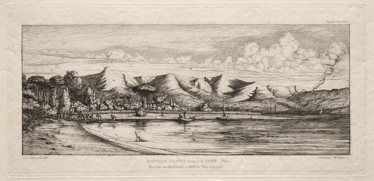 Seine Fishing off Charcoal Burners Point, Akaroa, Banks-félsziget, 1845, 1863. alkotó: Charles Meryon