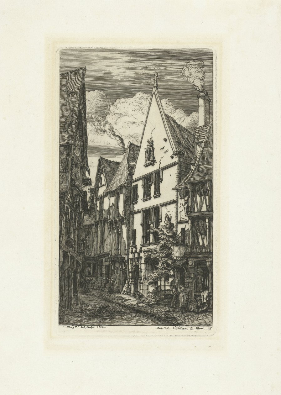 Straat Rue des Toiles Bourges-ban A Rue des Toiles Bourges-ban alkotó: Charles Meryon