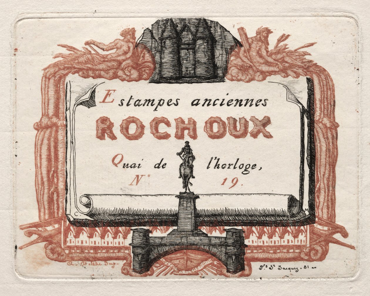 Rochoux, nyomdakereskedő címkártyája, c. 1856. alkotó: Charles Meryon