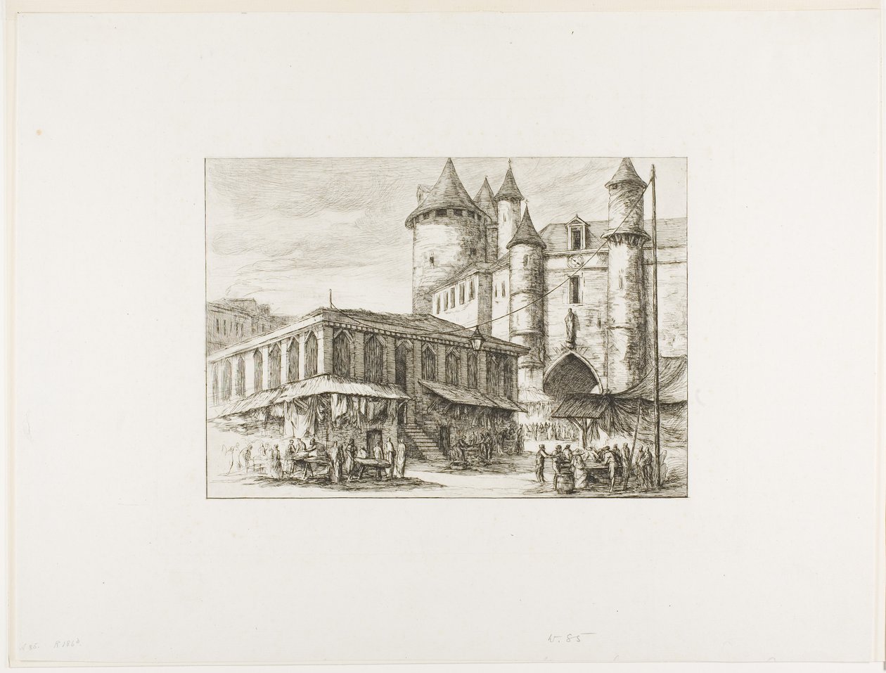 A Grand Châtelet, Párizs, kb. 1780, egy korábbi rajz után alkotó: Charles Meryon