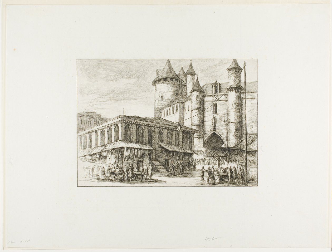 A Grand Châtelet, Párizs, kb. 1780, egy korábbi rajz után alkotó: Charles Meryon