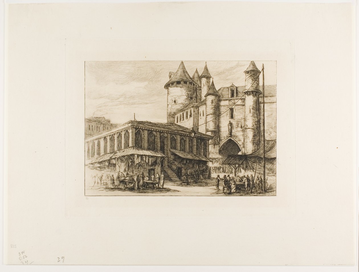 A Grand Châtelet, Párizs, kb. 1780, egy korábbi rajz után alkotó: Charles Meryon