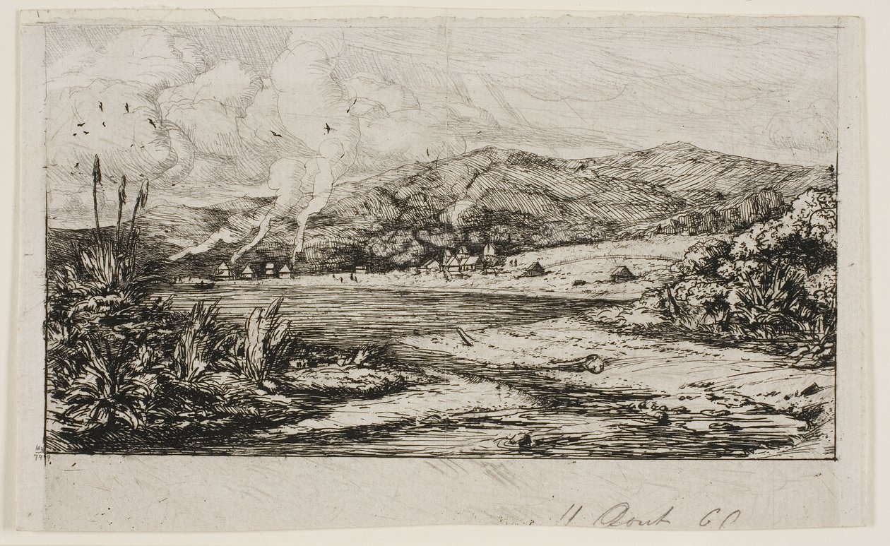 A kis francia kolónia Akaroában, 1845 alkotó: Charles Meryon
