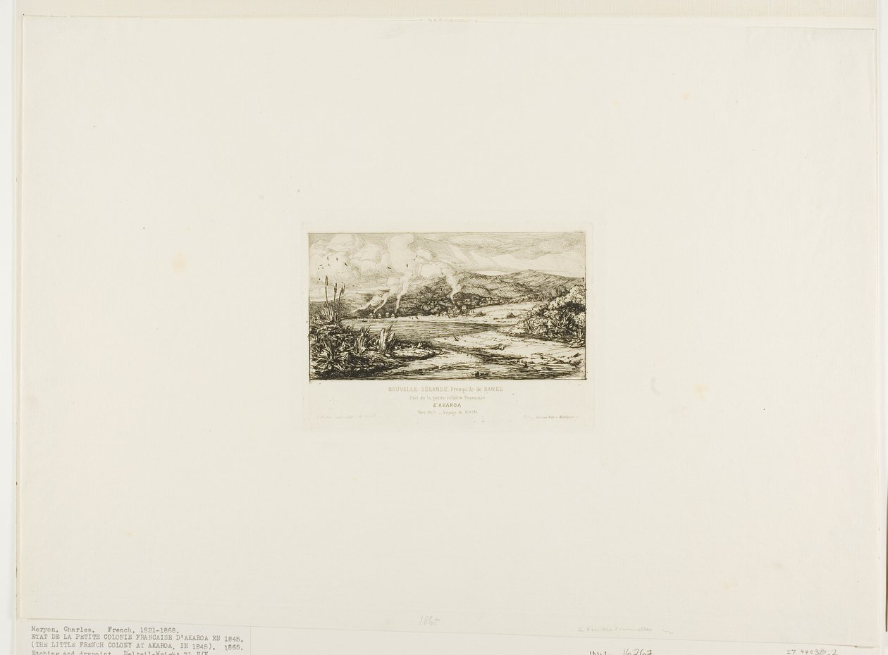 A kis francia kolónia Akaroában, 1845 alkotó: Charles Meryon