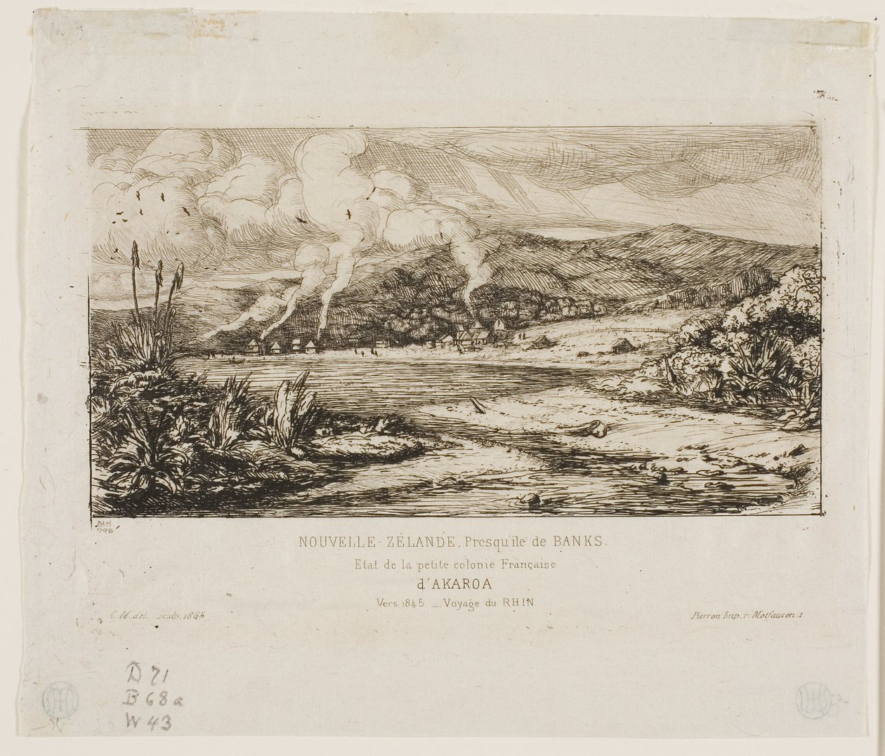 A kis francia kolónia Akaroában, 1845 alkotó: Charles Meryon