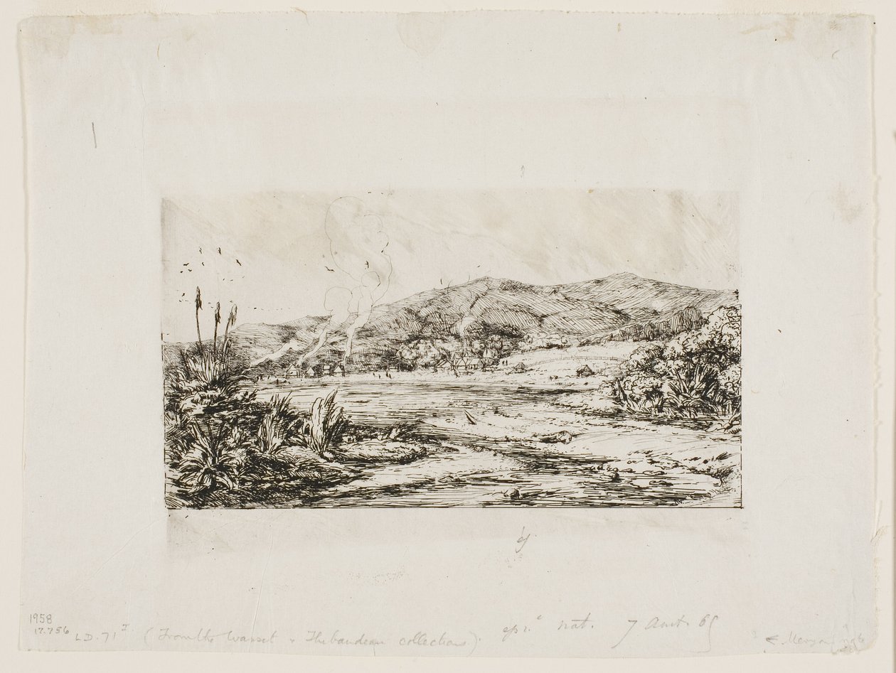 A kis francia kolónia Akaroában, 1845 alkotó: Charles Meryon