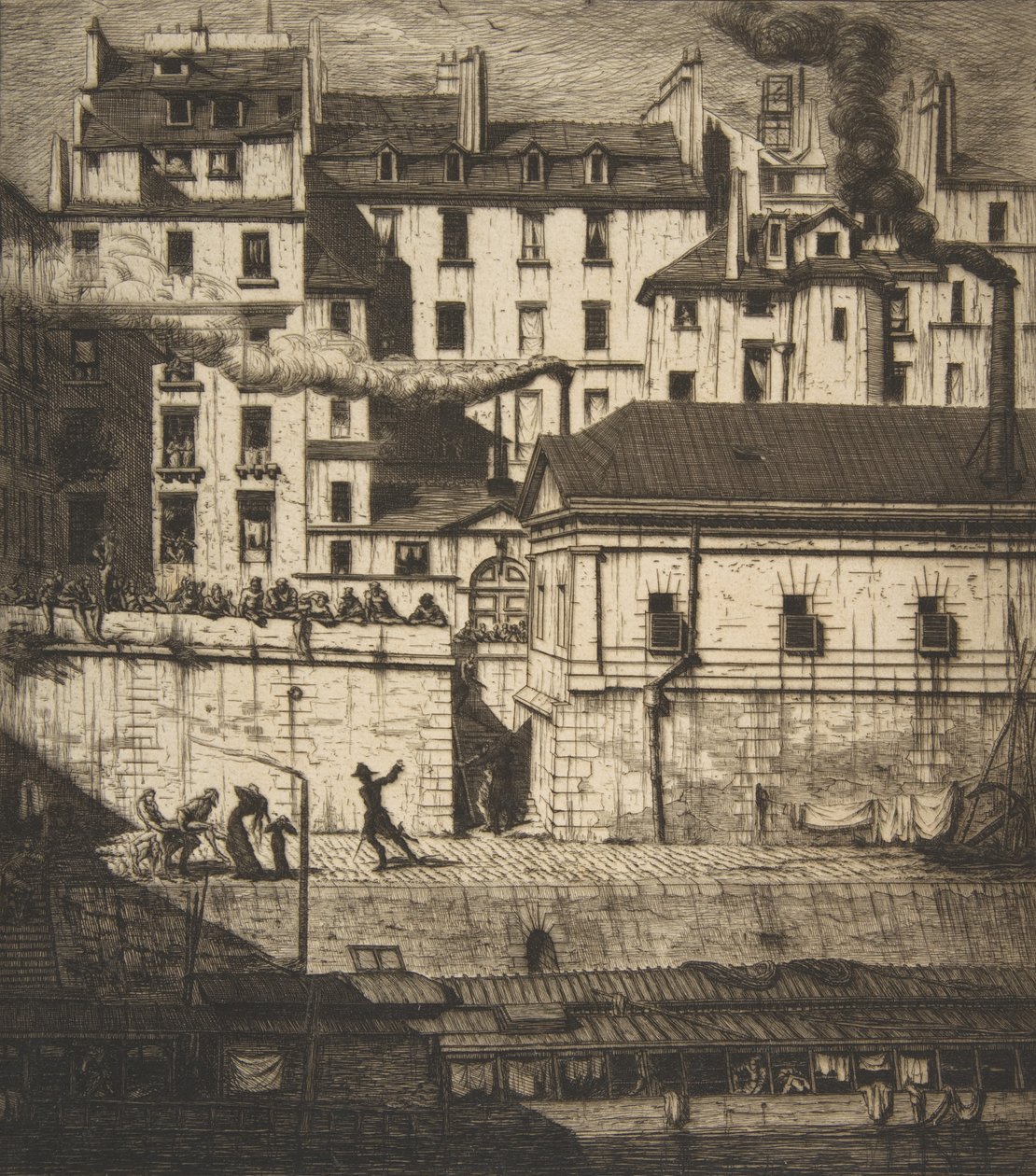 A halottasház, Paris La Morgue, 1854. alkotó: Charles Meryon