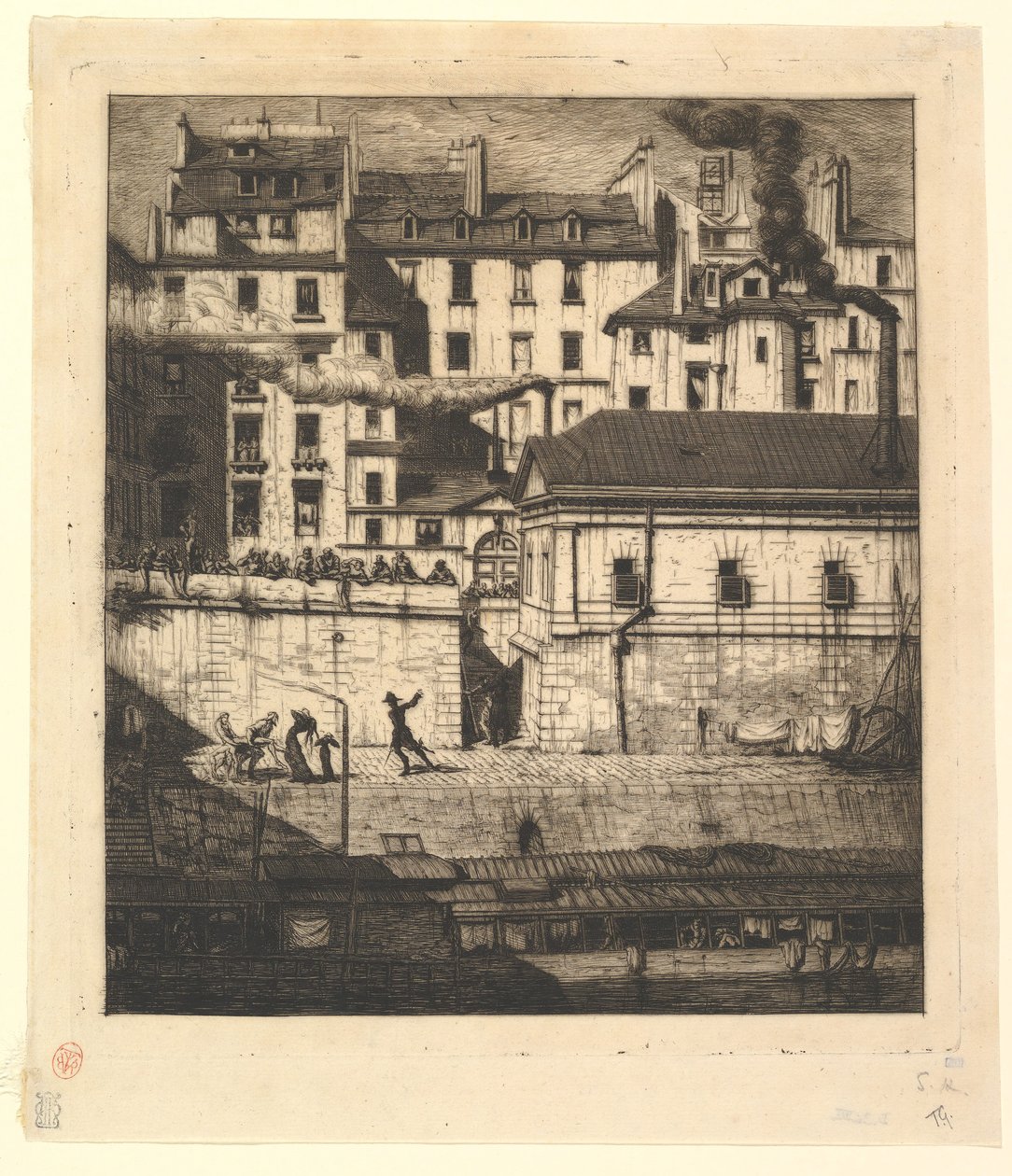 A halottasház, Paris La Morgue, 1854. alkotó: Charles Meryon
