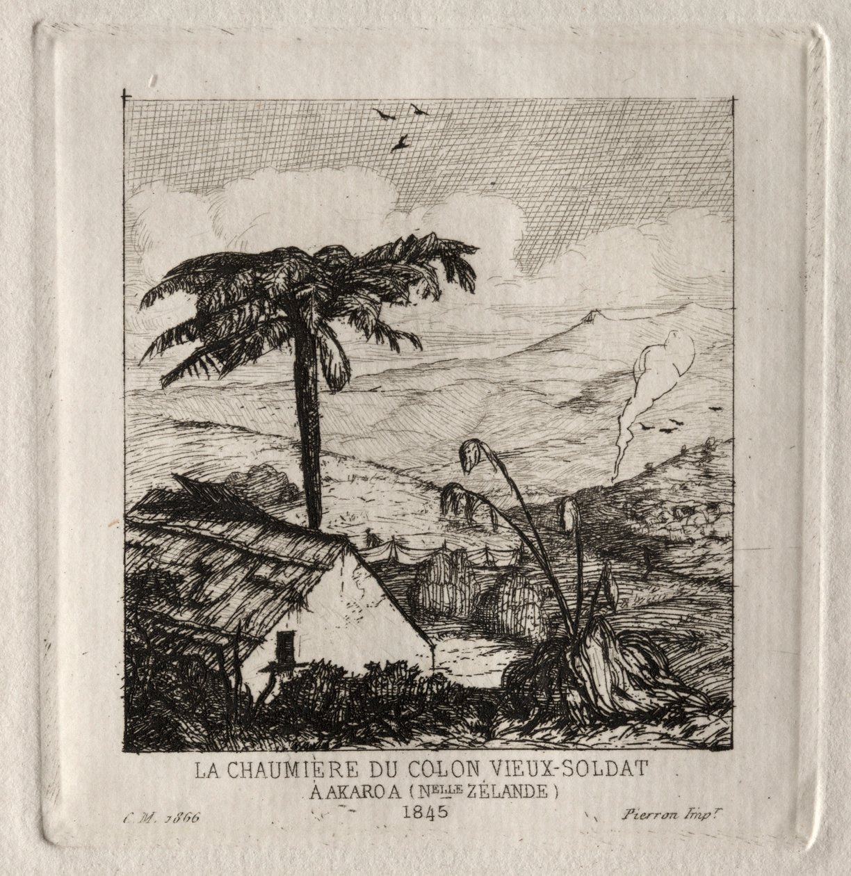 Az öreg katona telepesek kunyhója Akaroában, 1845, 1866. alkotó: Charles Meryon