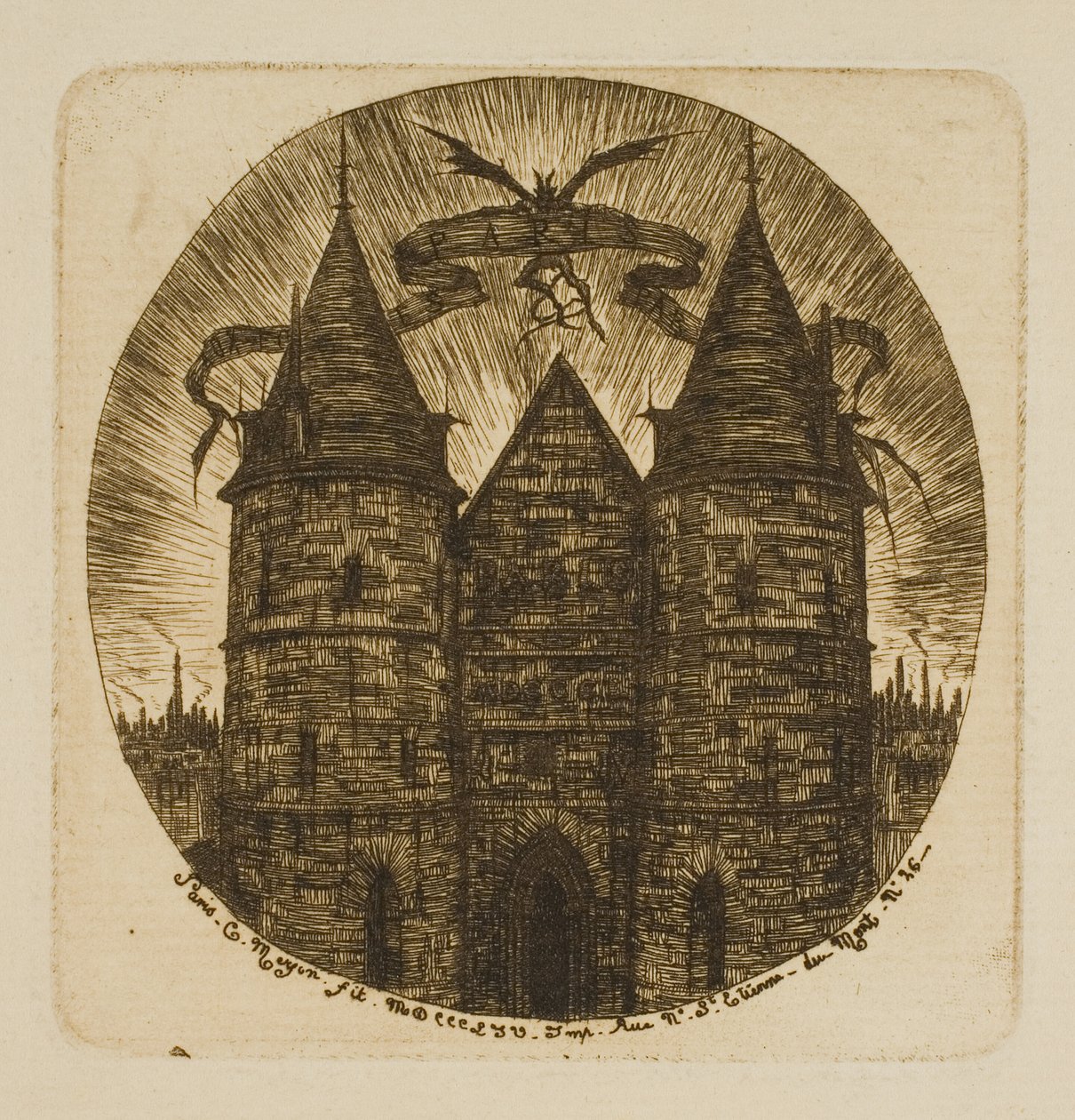 A Palais de Justice régi kapuja, Párizs alkotó: Charles Meryon