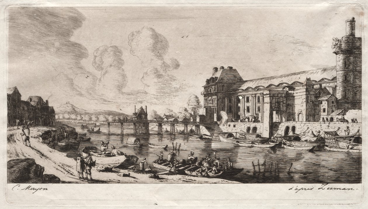 A Pavillon de Mademoiselle és a Louvre egy része alkotó: Charles Meryon