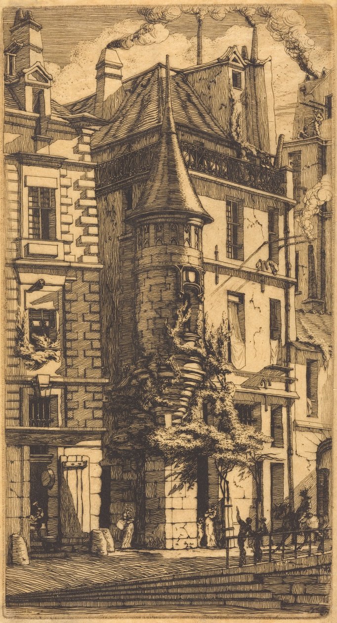 Torony a párizsi Rue de la Tixéranderie utcában (ház toronnyal, Szövők utcája, Párizs) alkotó: Charles Meryon