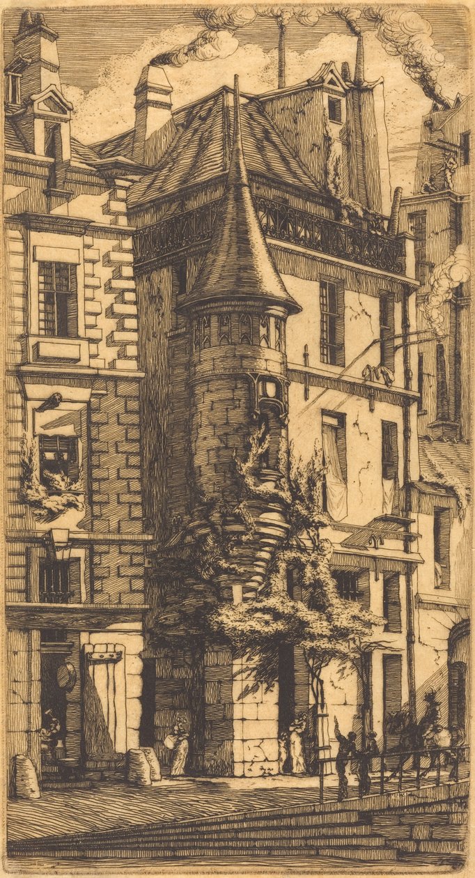 Torony a Rue de la Tixéranderie-n, Párizs (Toronyos ház, Takács utca, Párizs) alkotó: Charles Meryon