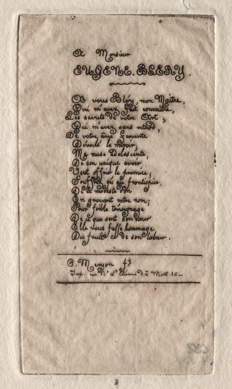 Versek Eugene Bléryhez alkotó: Charles Meryon