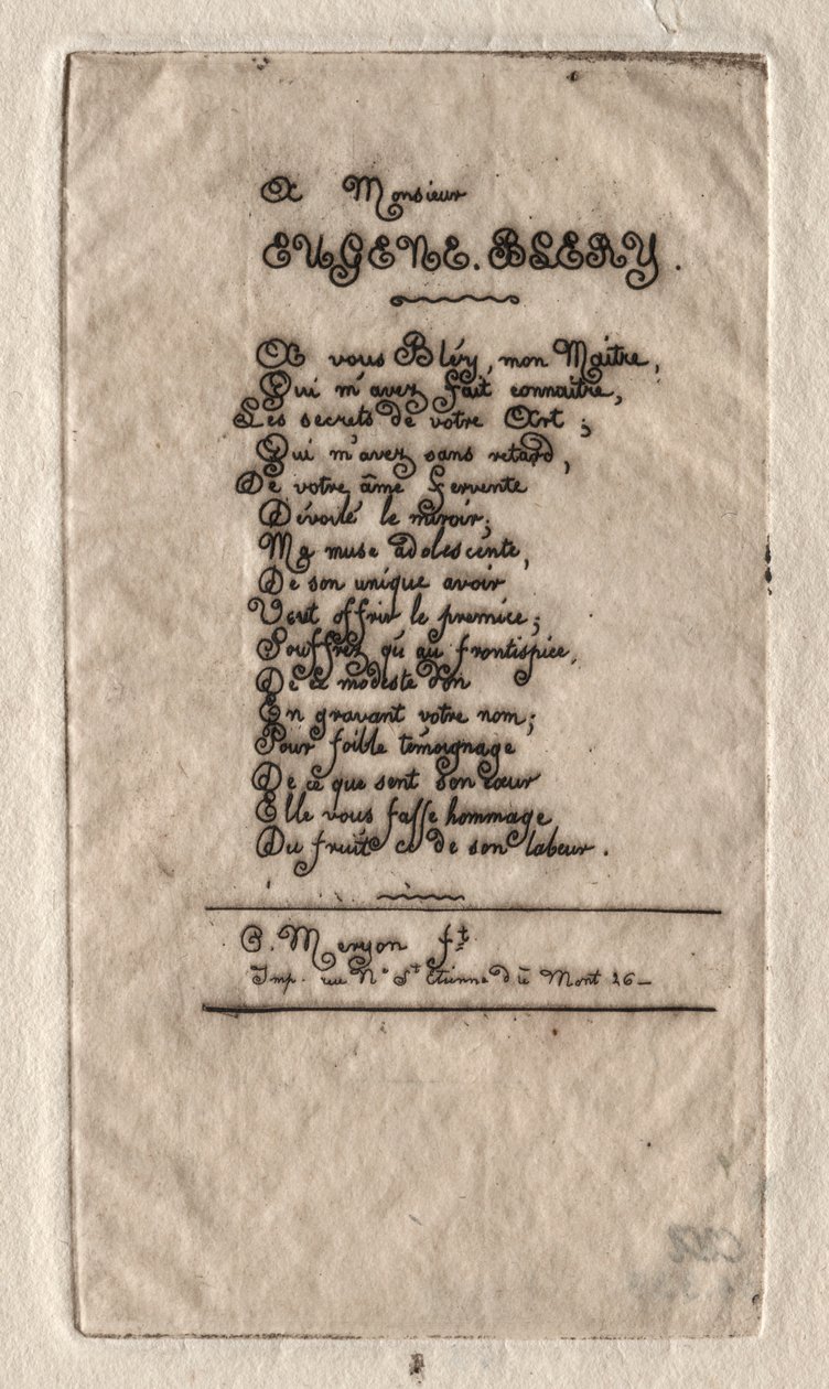 Versek Eugène Bléryhez, 1854. alkotó: Charles Meryon