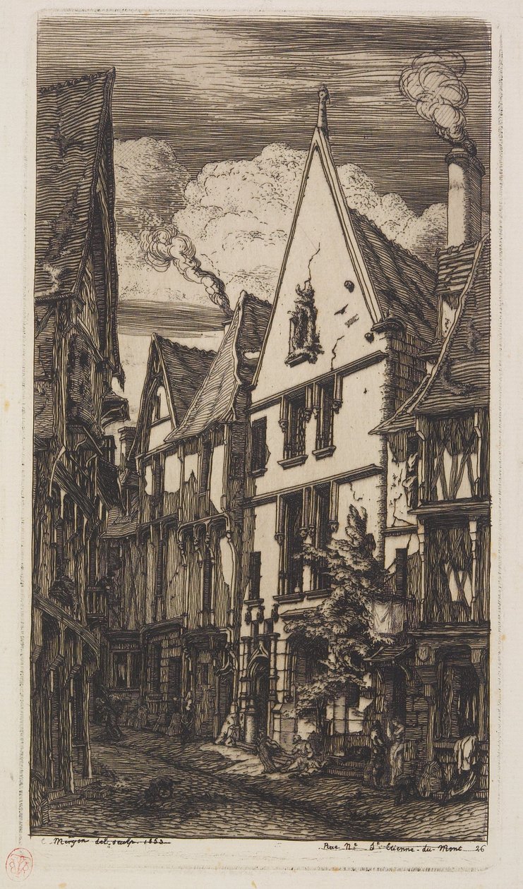 Kilátás a Rue des Toiles utcára, Bourges alkotó: Charles Meryon