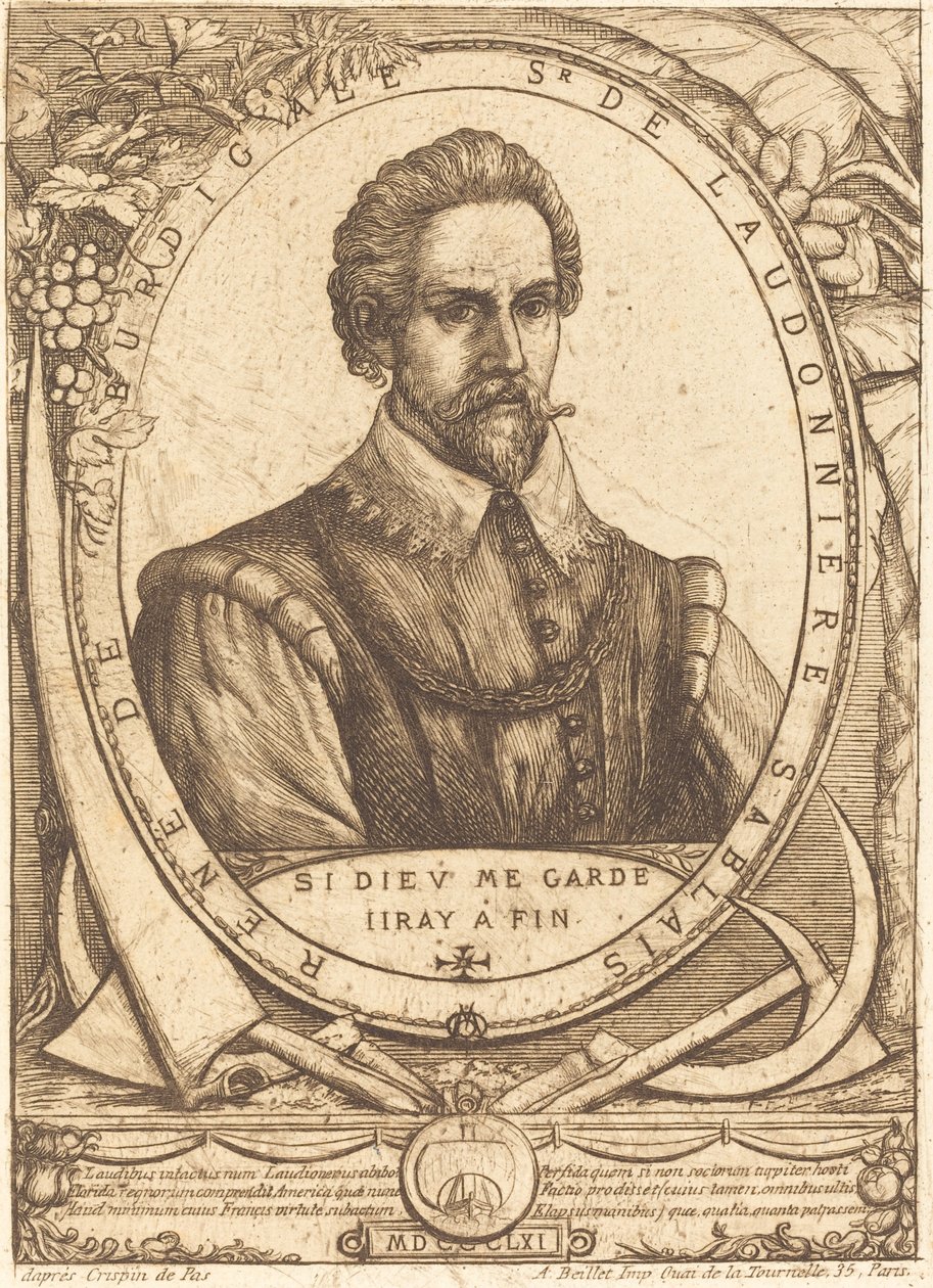 René Laudonniere Sablais (De Burdigale) alkotó: Charles Meryon after Crispijn de Passe I