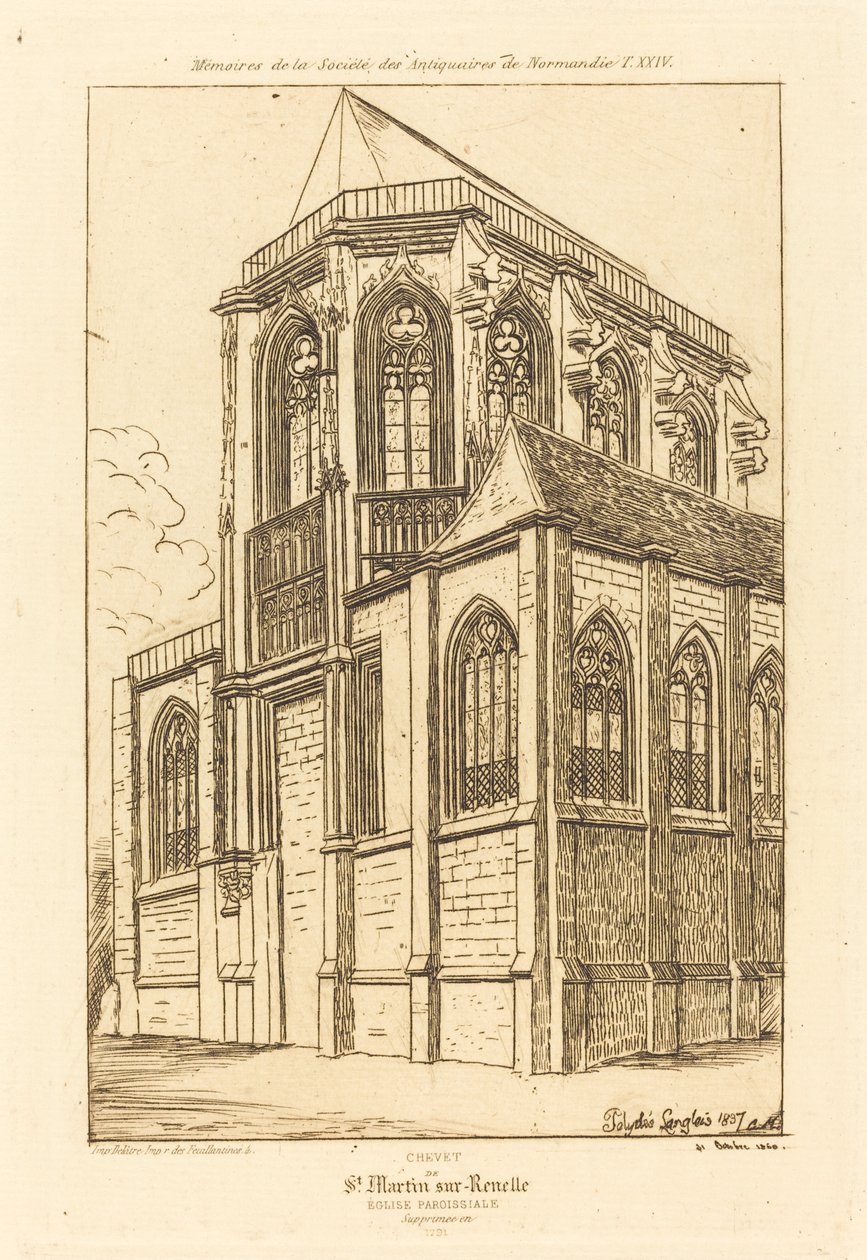 Chevet de St. Martin-sur-Renelle (A Szent Martin-sur-Renelle-templom Apsis) alkotó: Charles Meryon after Polycles Langlois