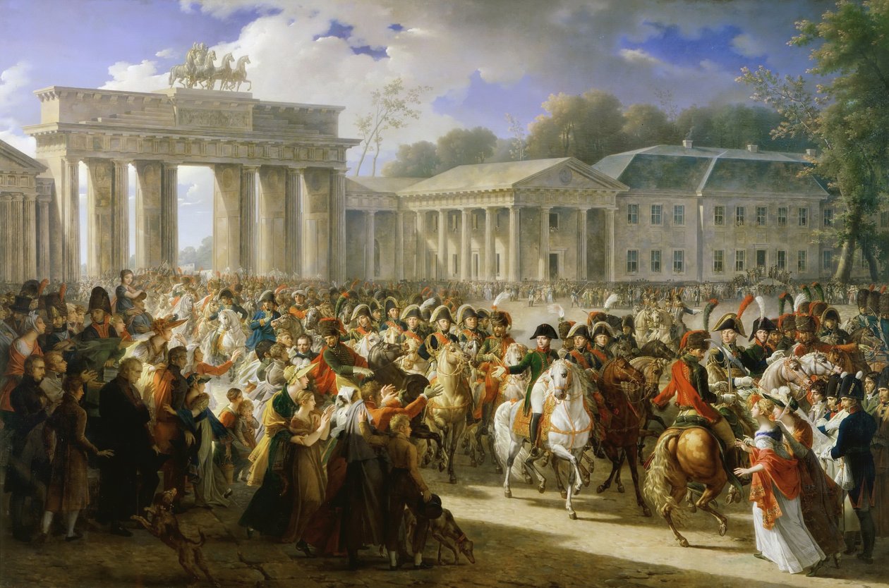 Francia: Entrée de Napoléon à Berlin. 27 octobre 1806 I. Napóleon bevonulása Berlinbe, 1806. október 27. alkotó: Charles Meynier