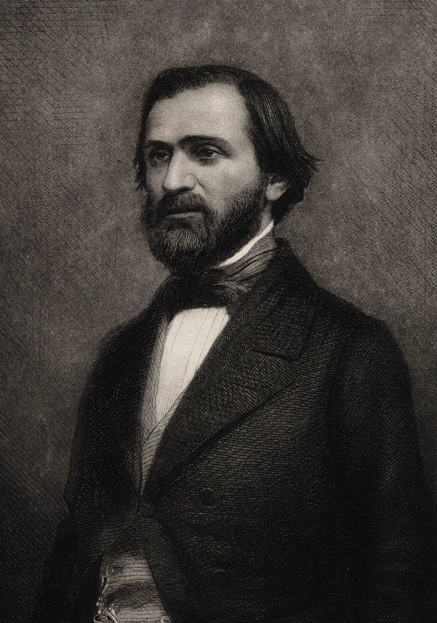 Giuseppe Verdi zeneszerző portréja 1813-1901, c. 1850. alkotó: Charles Michel Geoffroy
