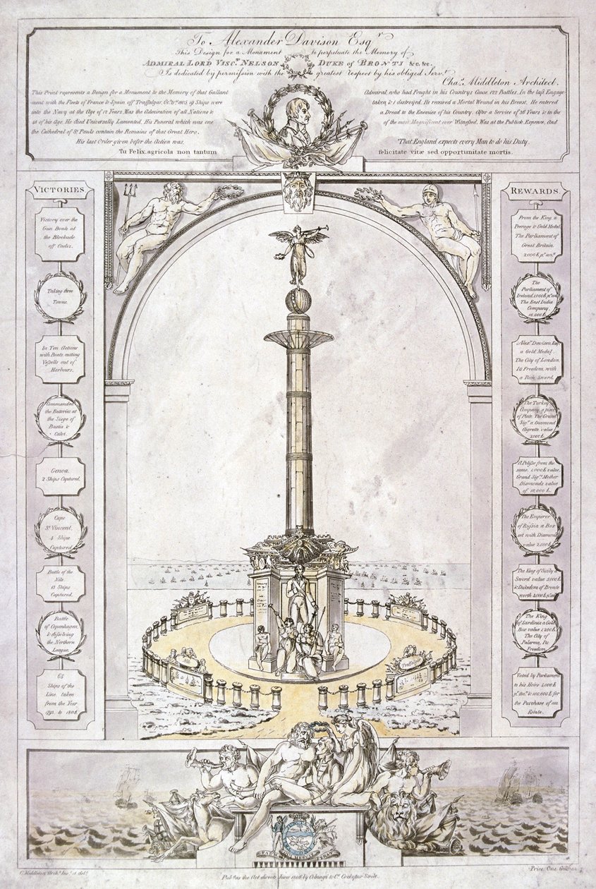 Lord Nelson admirális emlékművének terve oszlop formájában, 1806 alkotó: Charles Middleton