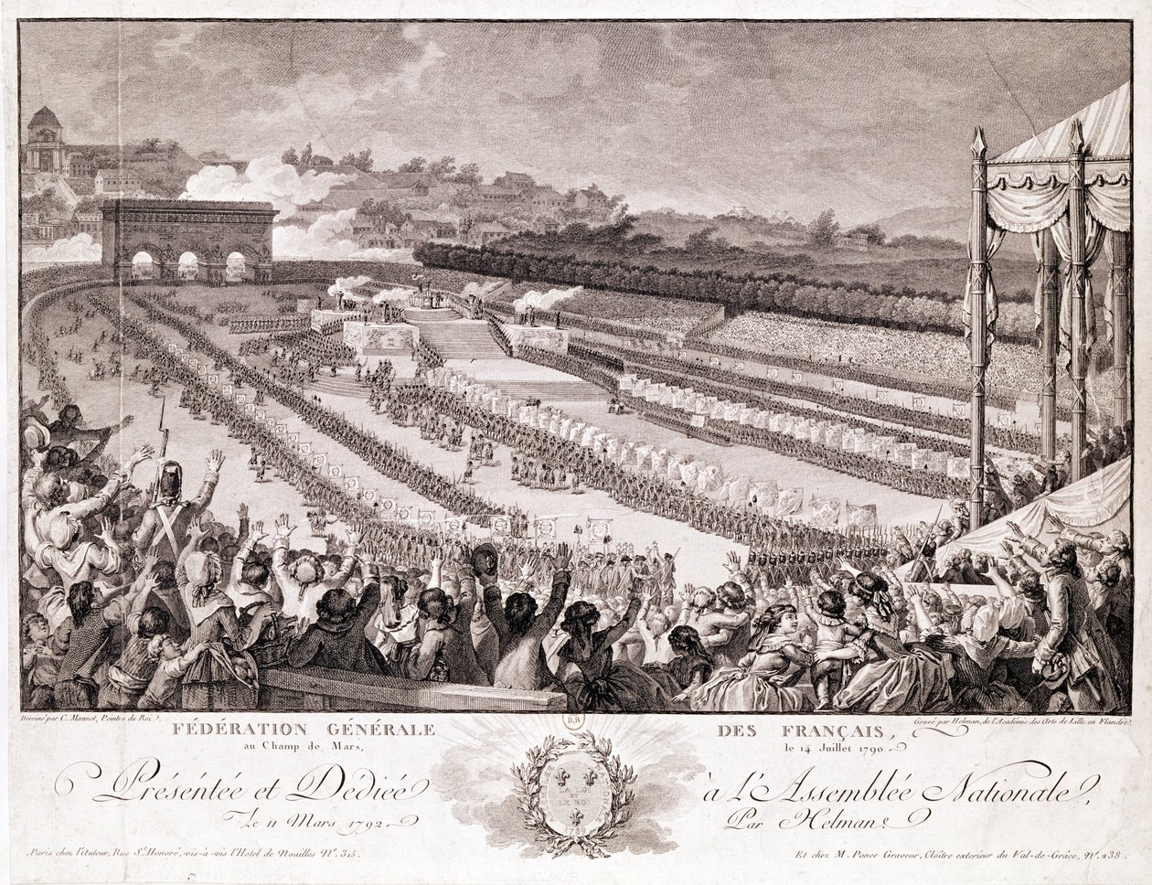 Föderáció Fesztiválja, 1790. július 14., a Champ de Marsban, 18. század végén, metszett Isidore Stanislas Helman (1743-1809) alkotó: Charles Monnet