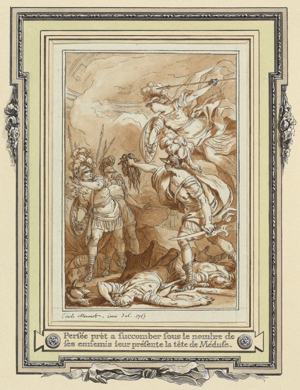 Perseus Phineast kővé változtatja Medúza fejével alkotó: Charles Monnet