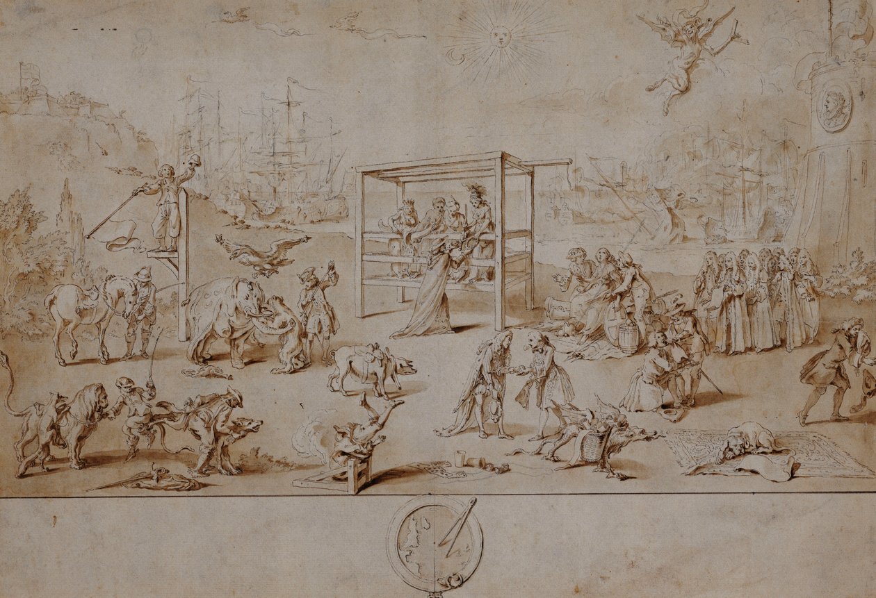 Az európai faj: allegorikus karikatúra Európa politikai helyzetéről 1738–1739-ben, alkotó: Charles Mosley
