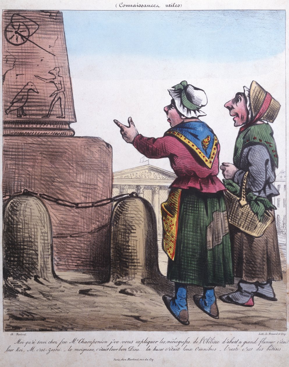 Karikatúra az obeliszk felállításáról a Place de la Concorde-on, 1831 körül alkotó: Charles Nantueil