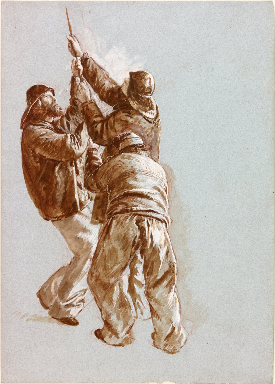Kötelet húzó halászok (testszín) alkotó: Charles Napier Hemy