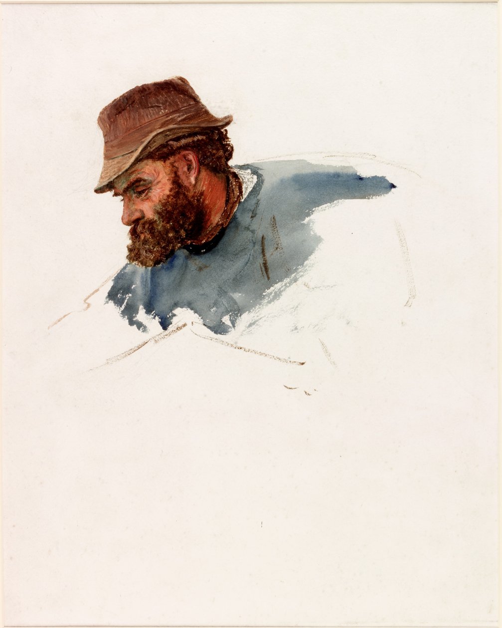 Halászfej (testfesték és akvarell, papír) alkotó: Charles Napier Hemy