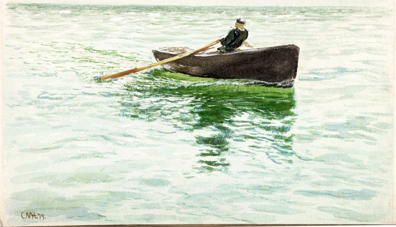 Dingyvel evező férfi (testszín és akvarell papíron) alkotó: Charles Napier Hemy