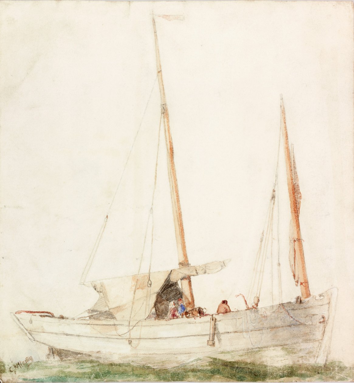 Vitorlás (ceruza és akvarell papíron) alkotó: Charles Napier Hemy