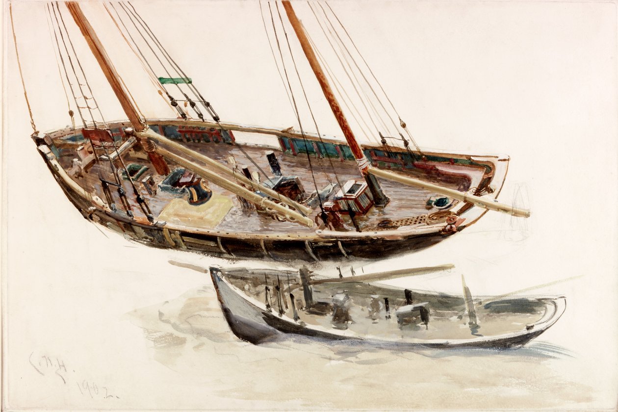 Két tanulmány egy vonóhálóról (bc, ceruza és WC papíron) alkotó: Charles Napier Hemy