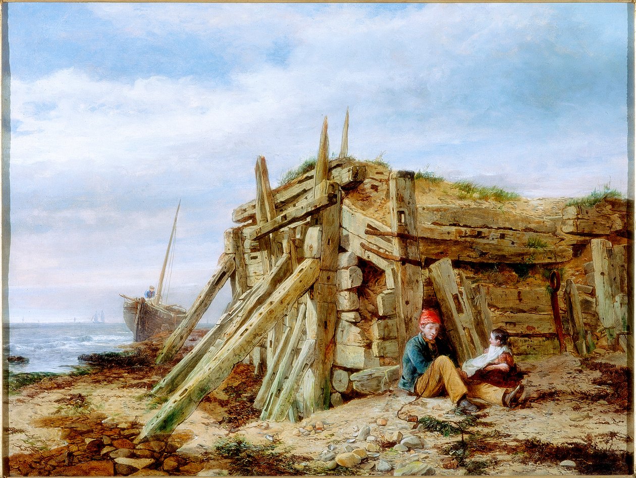 A hullámtörő alatt, 1863 körül alkotó: Charles Napier Hemy
