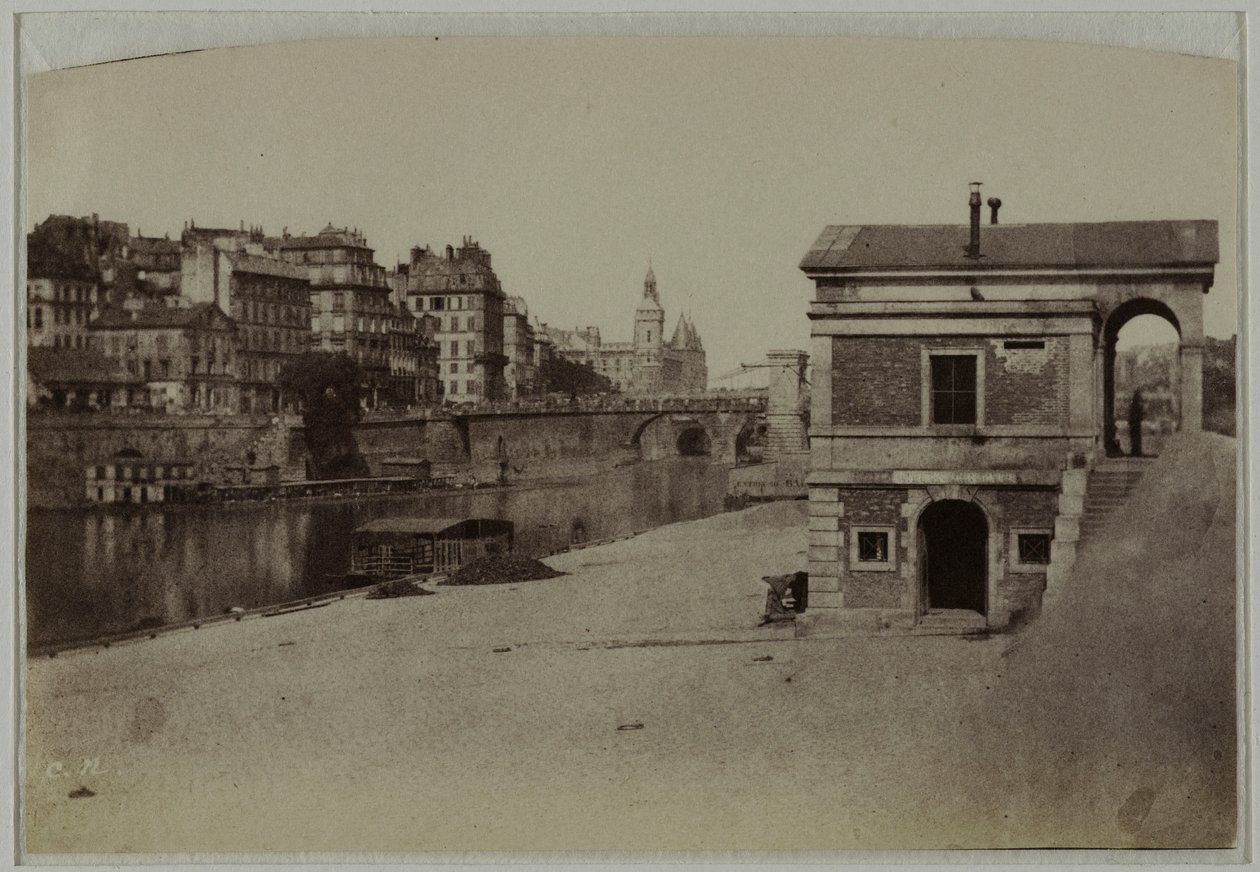Vámpavilon, a Hôtel-de-Ville kikötője és a Conciergerie-vel rendelkező Cité-sziget, Párizs 4. kerülete. alkotó: Charles Nègre