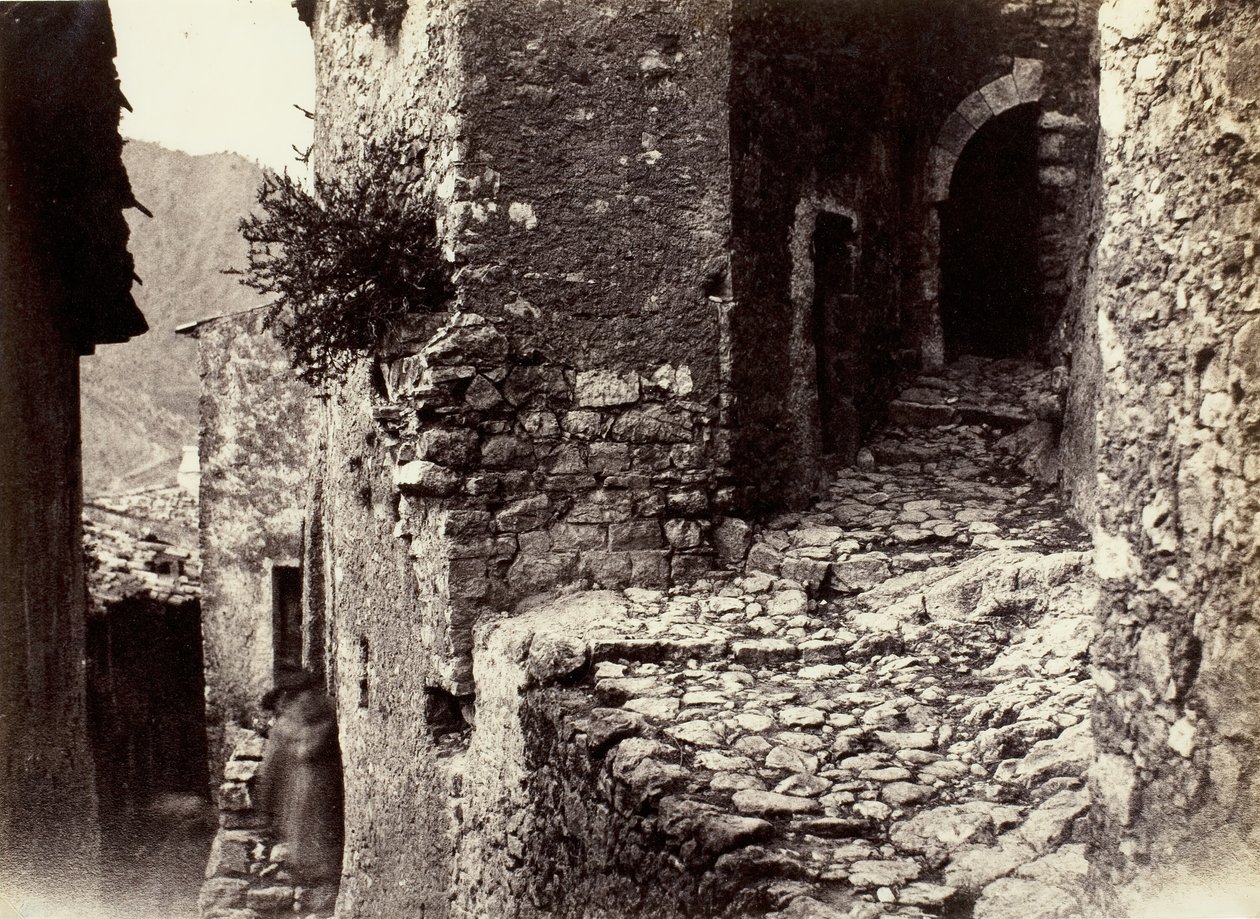 Egy utca Sainte-Agnesben Roquebrune közelében, kb. 1865. alkotó: Charles Nègre
