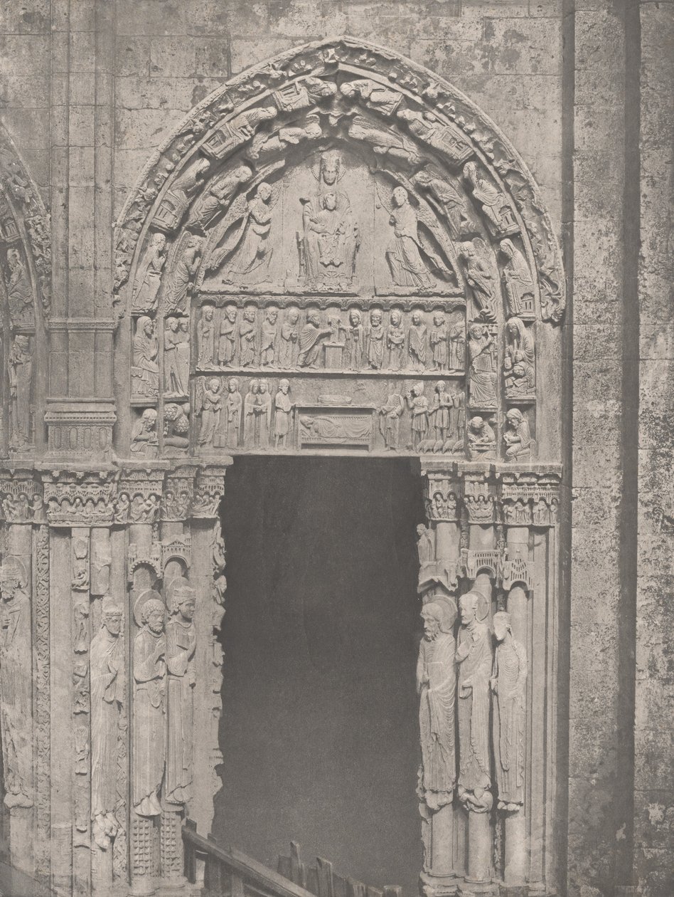 Chartres-i katedrális, nyugati oldal, jobb oldali ajtó, XII. század..., c. 1857. alkotó: Charles Nègre