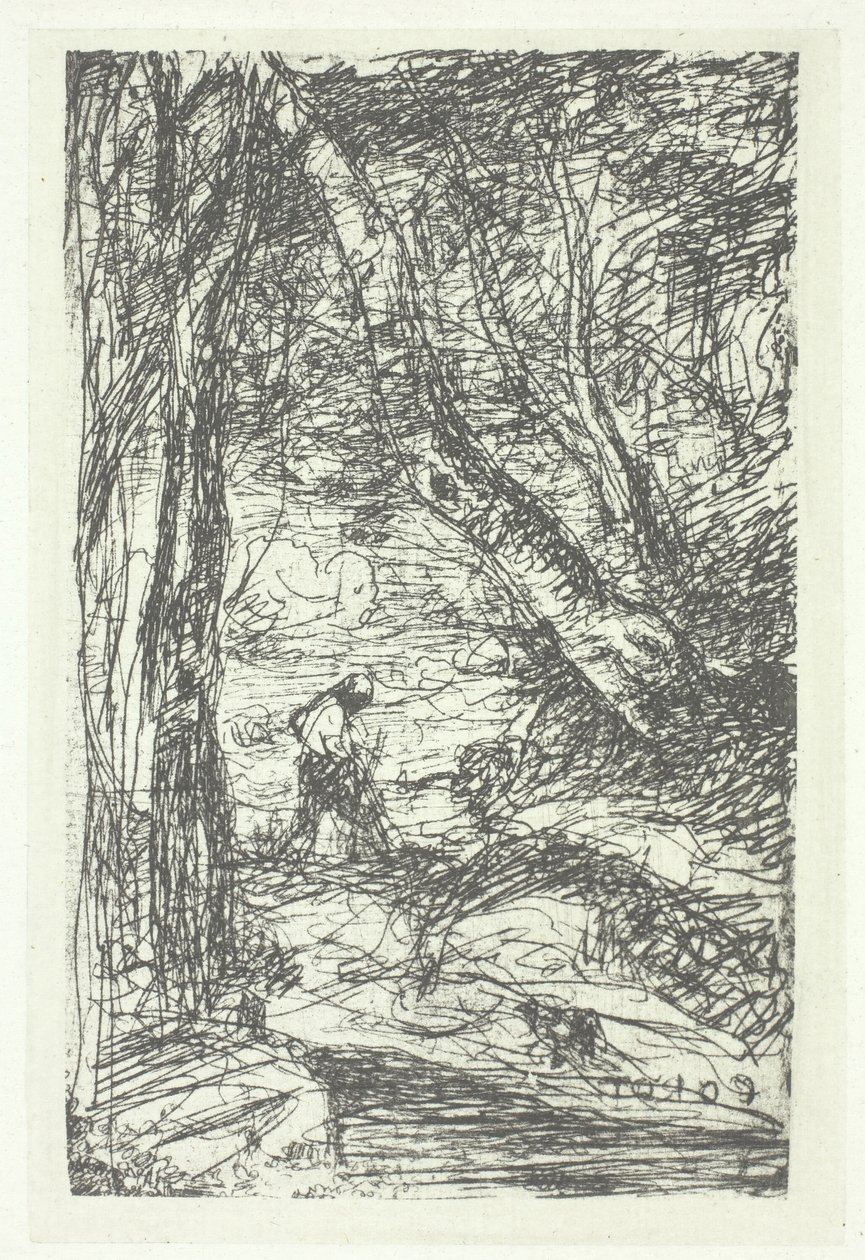 Le bucheron, valószínűleg 1857, nyomtatva 1982. alkotó: Charles Nègre