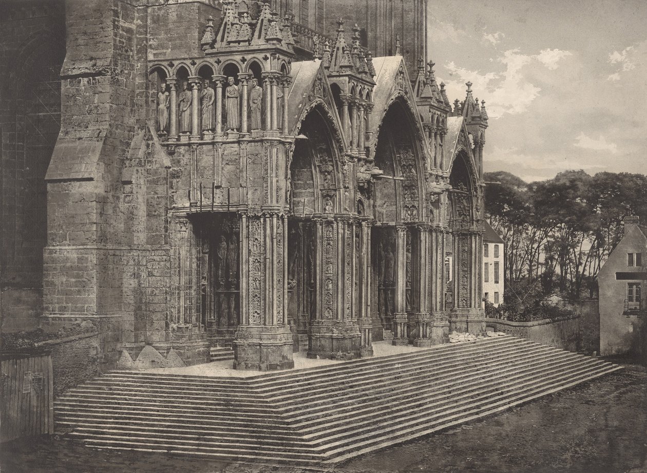 Plate XII Chartres Cathedral, Portico du Midi Plate XII Chartres Cathedral..., 1855. alkotó: Charles Nègre