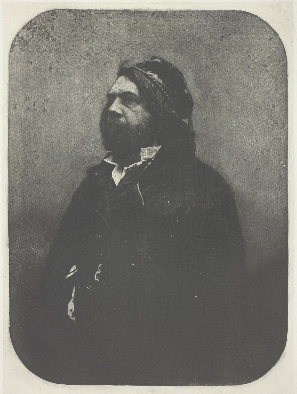Theophile Gautier portréja Nadar után, c. 1857, nyomtatva 1982. alkotó: Charles Nègre